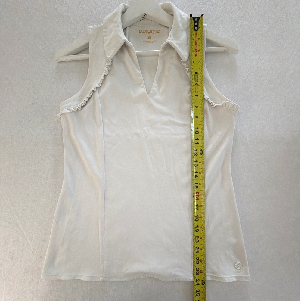 Lilly Pulitzer Luxletic Martina Polo Top Resort White UPF 50+Ruffle Sleeveless S - Picture 10 of 10